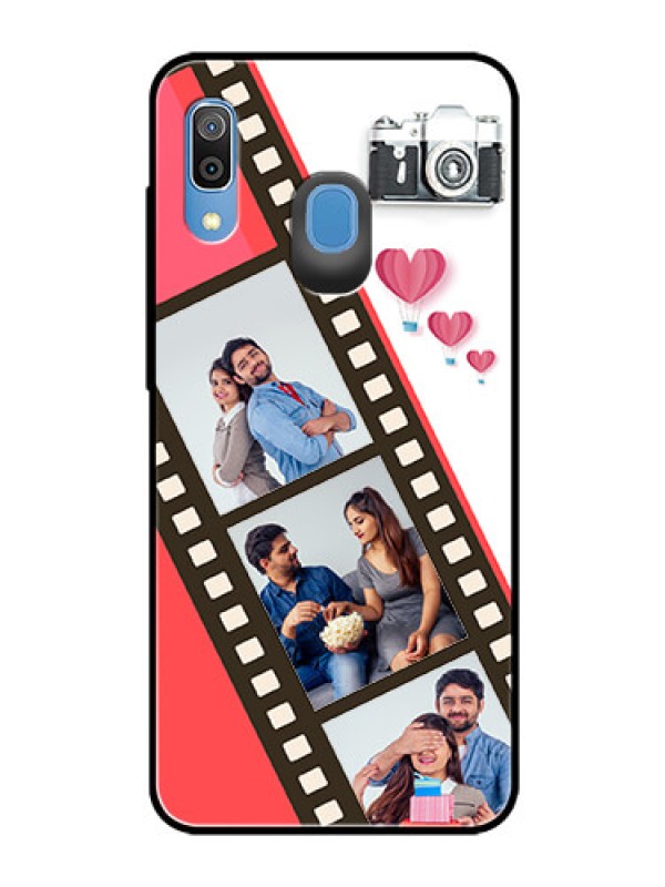 Custom Galaxy M10s Personalized Glass Phone Case  - 3 Image Holder with Film Reel