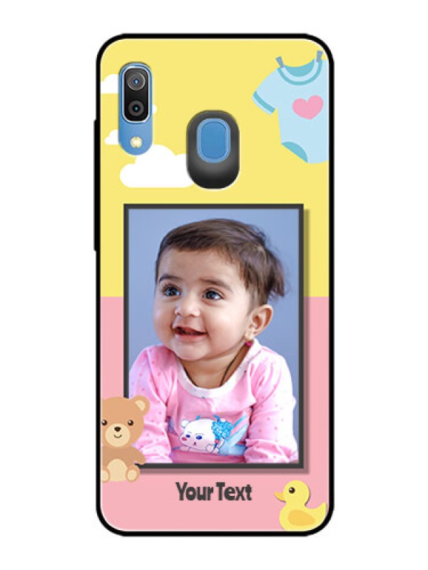Custom Galaxy M10s Photo Printing on Glass Case  - Kids 2 Color Design