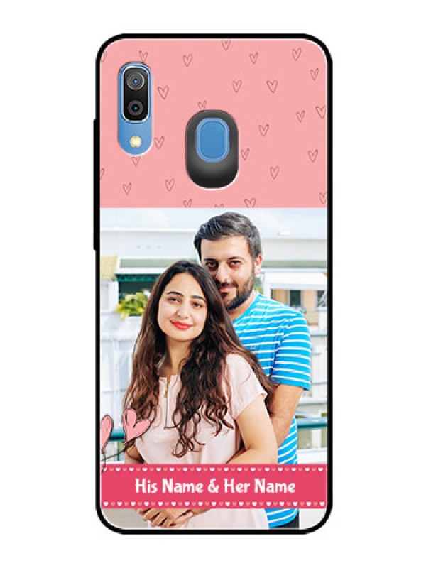Custom Galaxy M10s Personalized Glass Phone Case  - Love Design Peach Color
