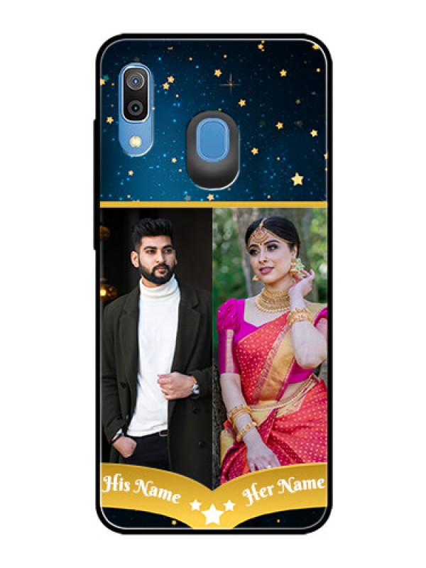 Custom Galaxy M10s Custom Glass Phone Case  - Galaxy Stars Backdrop Design