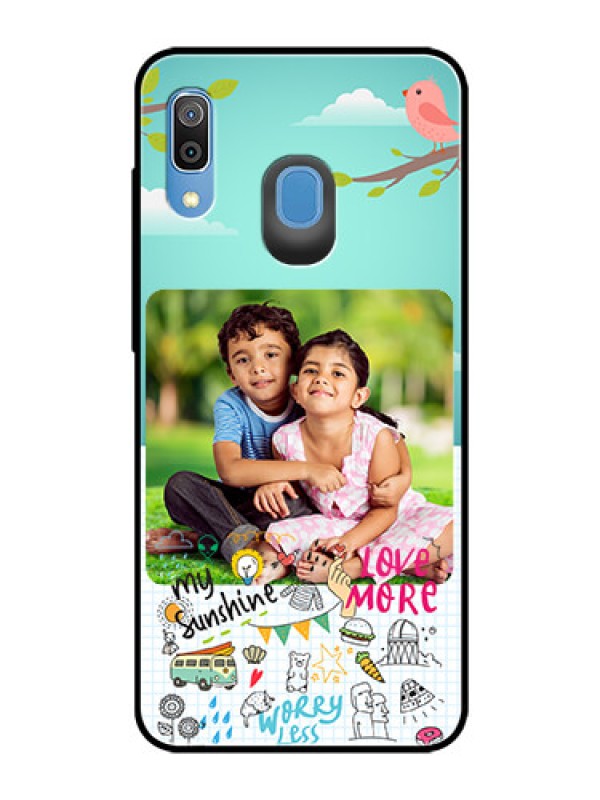 Custom Galaxy M10s Photo Printing on Glass Case  - Doodle love Design