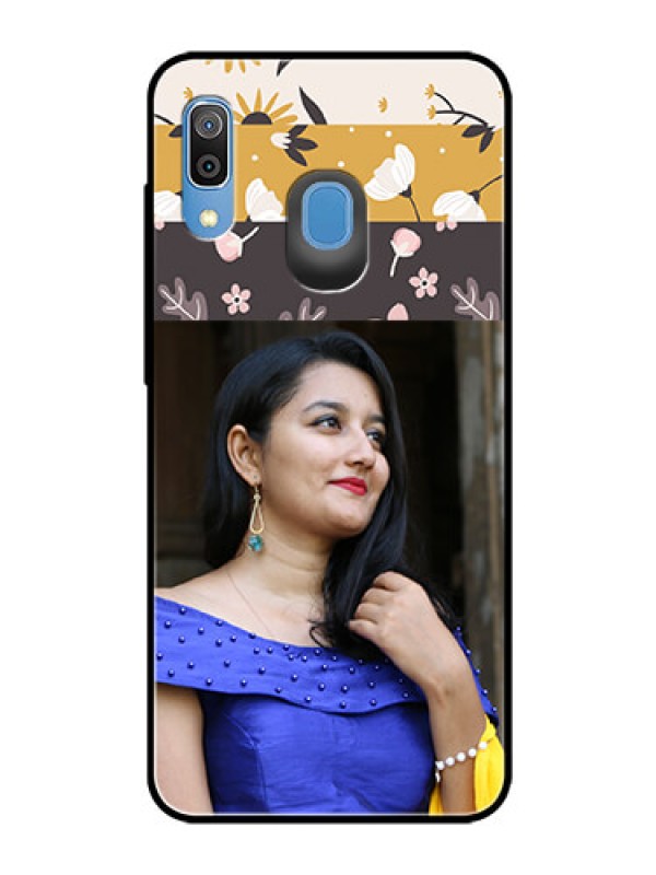 Custom Galaxy M10s Custom Glass Phone Case  - Stylish Floral Design