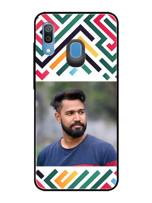 Custom Galaxy M10s Personalized Glass Phone Case - Colorful Maze Pattern Design