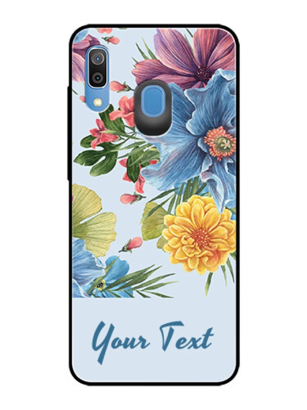 Custom Galaxy M10s Custom Glass Mobile Case - Stunning Watercolored Flowers Painting Design