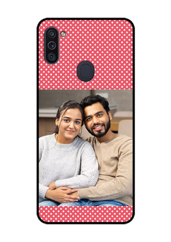 Galaxy M11 Custom Glass Phone Case - White Dotted Design