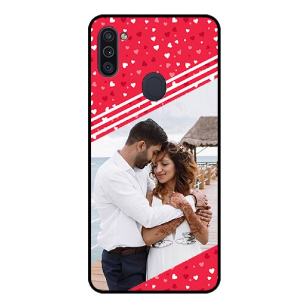 Galaxy M11 Custom Glass Mobile Case - Valentines Gift Design