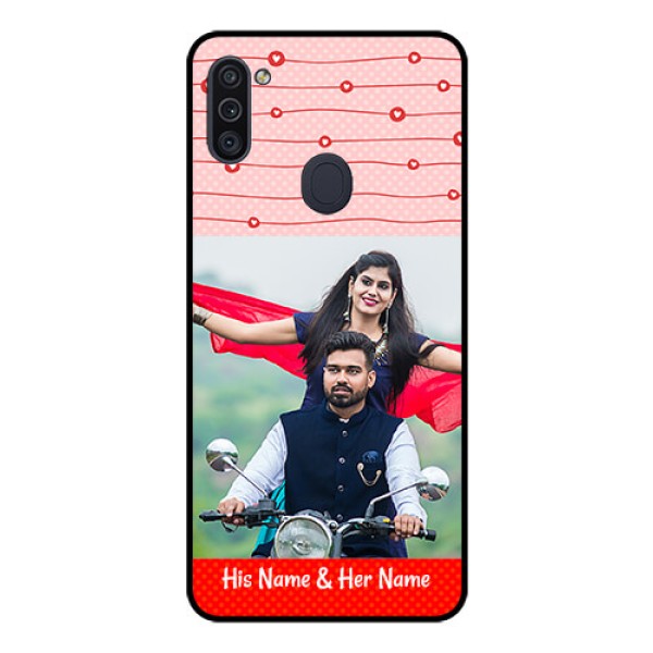 Galaxy M11 Personalized Glass Phone Case - Red Pattern Case Design Galaxy M11 Personalized Glass Phone Case - Red Pattern Case Design