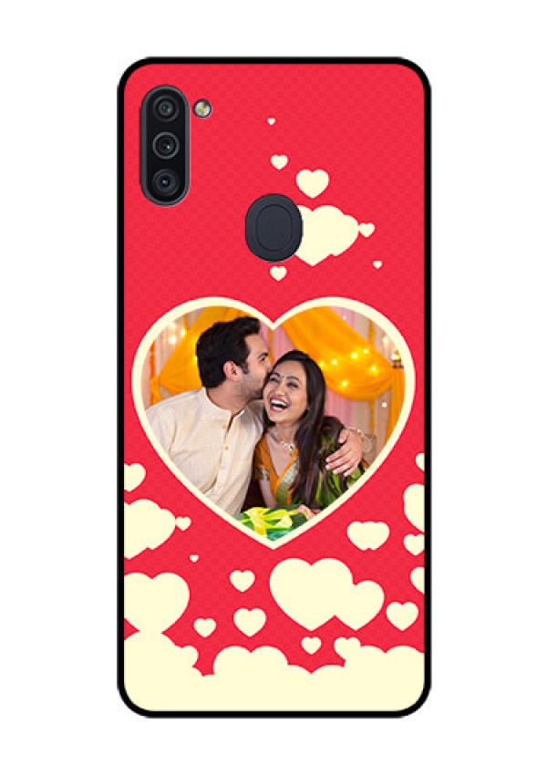 Galaxy M11 Custom Glass Mobile Case - Love Symbols Phone Cover Design
