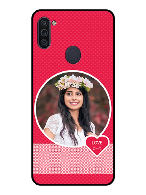 Custom Galaxy M11 Personalised Glass Phone Case - Pink Pattern Design