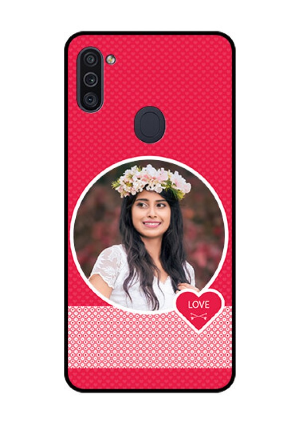 Galaxy M11 Personalised Glass Phone Case - Pink Pattern Design