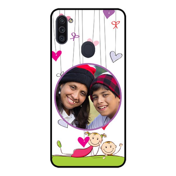 Galaxy M11 Photo Printing on Glass Case - Cute Kids Phone Case Design
