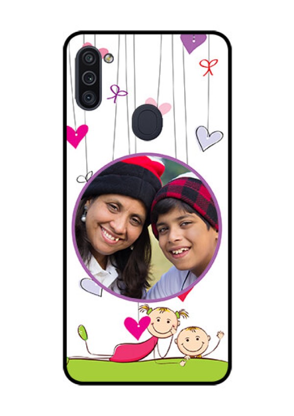 Galaxy M11 Photo Printing on Glass Case - Cute Kids Phone Case Design