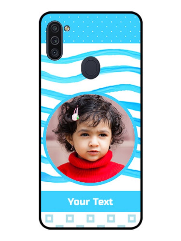 Custom Galaxy M11 Custom Glass Phone Case - Simple Blue Case Design