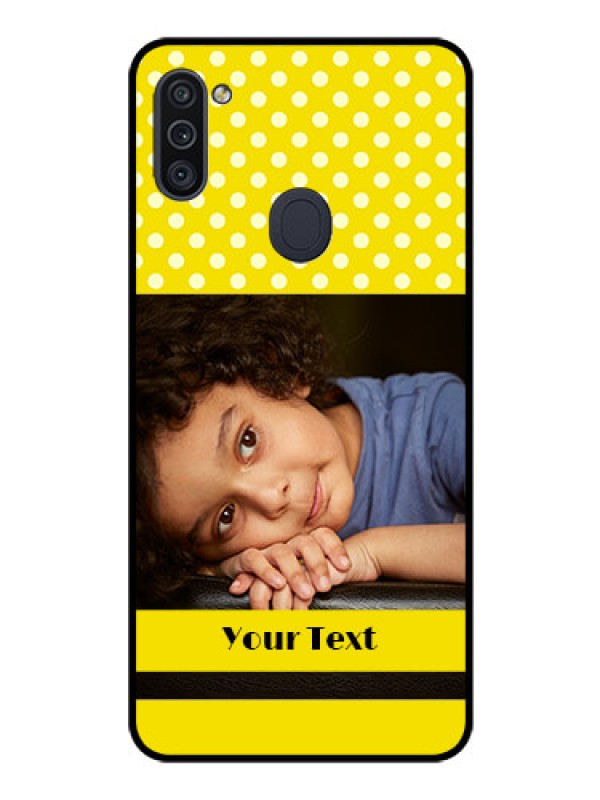 Custom Galaxy M11 Custom Glass Phone Case - Bright Yellow Case Design