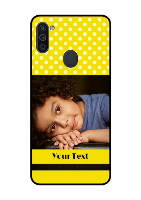 Galaxy M11 Custom Glass Phone Case - Bright Yellow Case Design