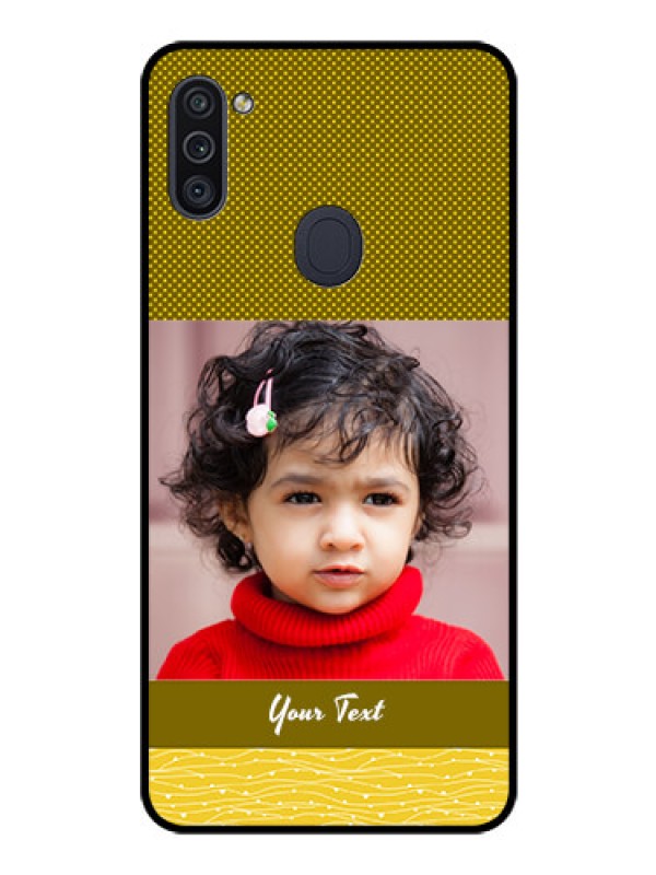 Custom Galaxy M11 Custom Glass Phone Case - Simple Green Color Design