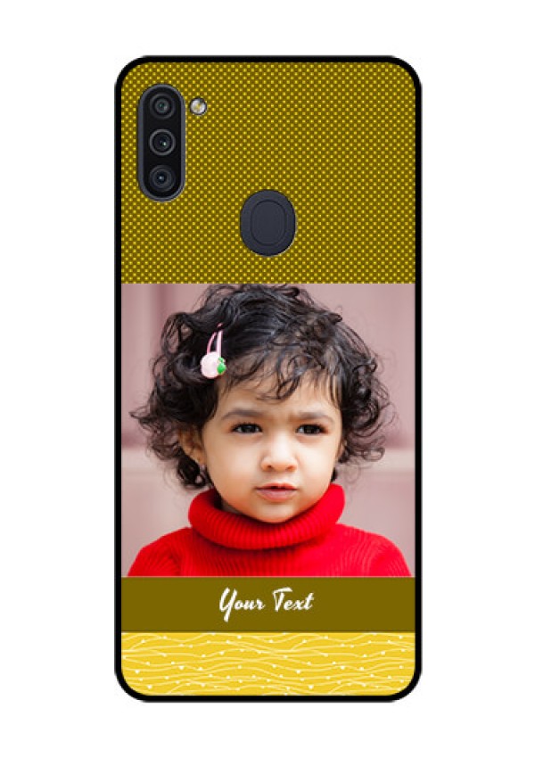 Galaxy M11 Custom Glass Phone Case - Simple Green Color Design