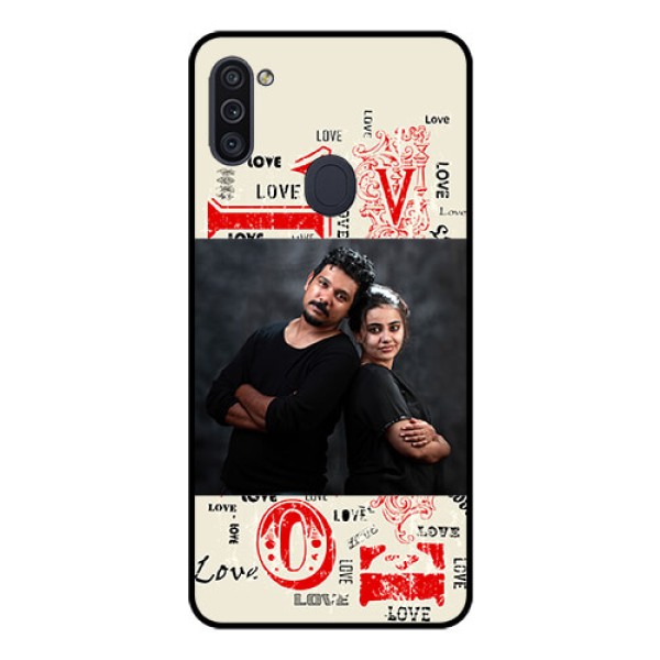 Galaxy M11 Photo Printing on Glass Case - Trendy Love Design Case
