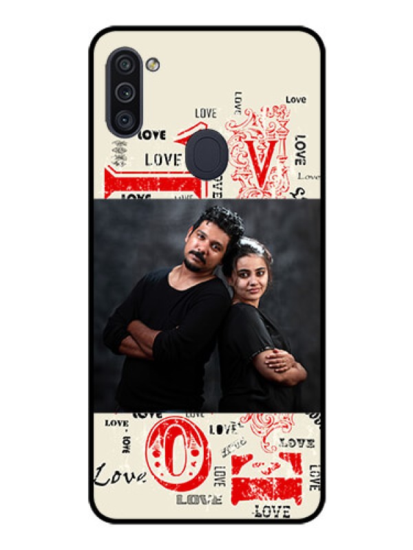 Custom Galaxy M11 Photo Printing on Glass Case - Trendy Love Design Case