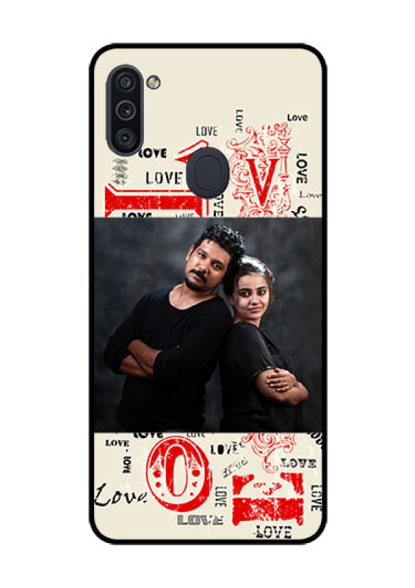 Galaxy M11 Photo Printing on Glass Case - Trendy Love Design Case