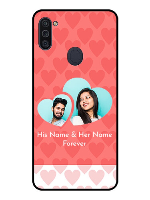 Custom Galaxy M11 Personalized Glass Phone Case - Couple Pic Upload Design