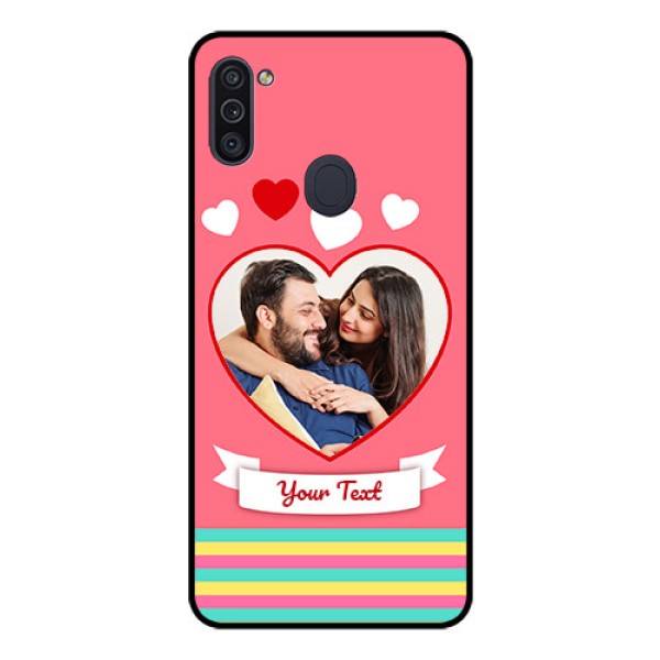 Galaxy M11 Photo Printing on Glass Case - Love Doodle Design