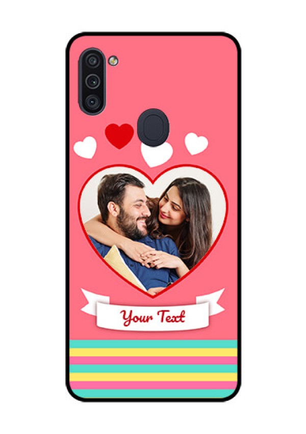 Galaxy M11 Photo Printing on Glass Case - Love Doodle Design