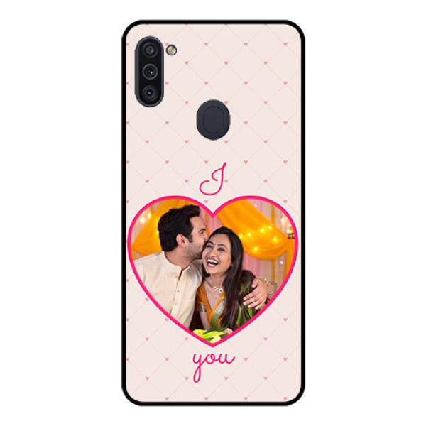 Galaxy M11 Custom Glass Mobile Case - Heart Shape Design