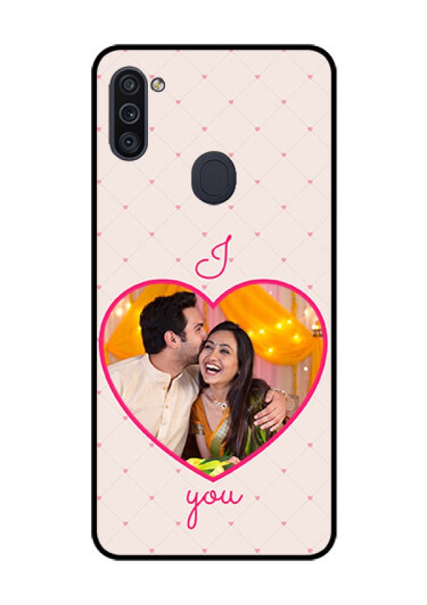 Galaxy M11 Custom Glass Mobile Case - Heart Shape Design