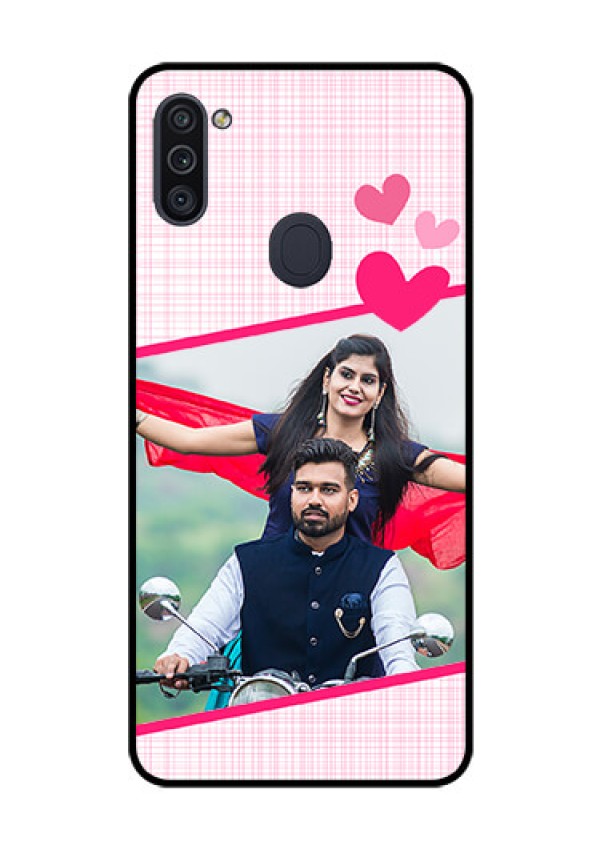 Galaxy M11 Custom Glass Phone Case - Love Shape Heart Design