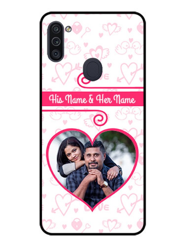 Custom Galaxy M11 Personalized Glass Phone Case - Heart Shape Love Design