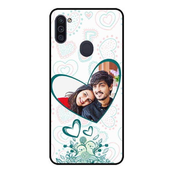 Galaxy M11 Photo Printing on Glass Case - Premium Couple Design Galaxy M11 Photo Printing on Glass Case - Premium Couple Design