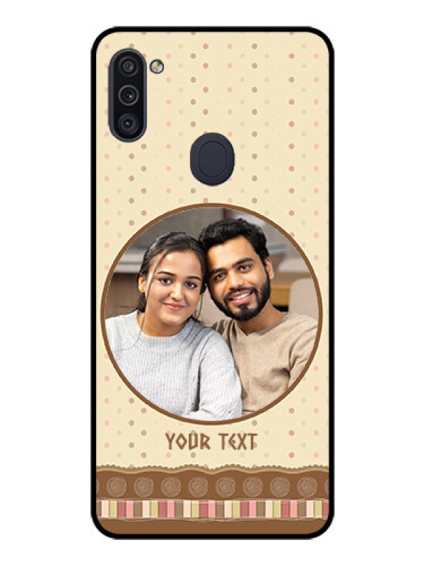 Custom Galaxy M11 Custom Glass Mobile Case - Brown Dotted Mobile Case Design