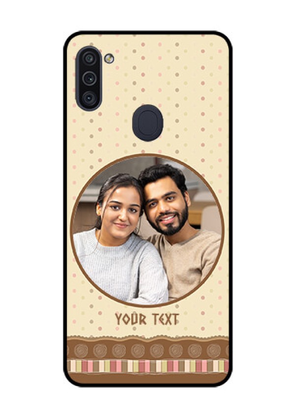 Galaxy M11 Custom Glass Mobile Case - Brown Dotted Mobile Case Design