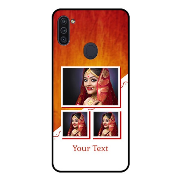 Galaxy M11 Custom Glass Phone Case - Wedding Memories Design 