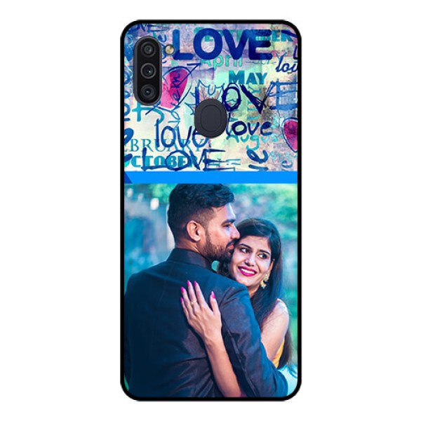Galaxy M11 Custom Glass Mobile Case - Colorful Love Design