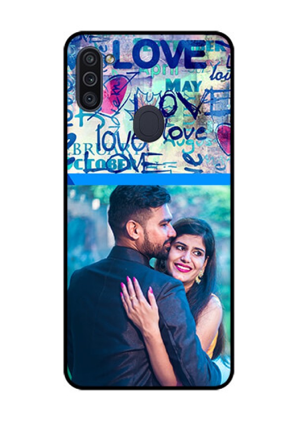 Galaxy M11 Custom Glass Mobile Case - Colorful Love Design