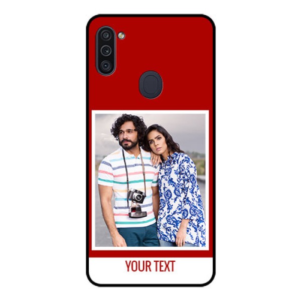 Galaxy M11 Personalized Glass Phone Case - Simple Red Color Design