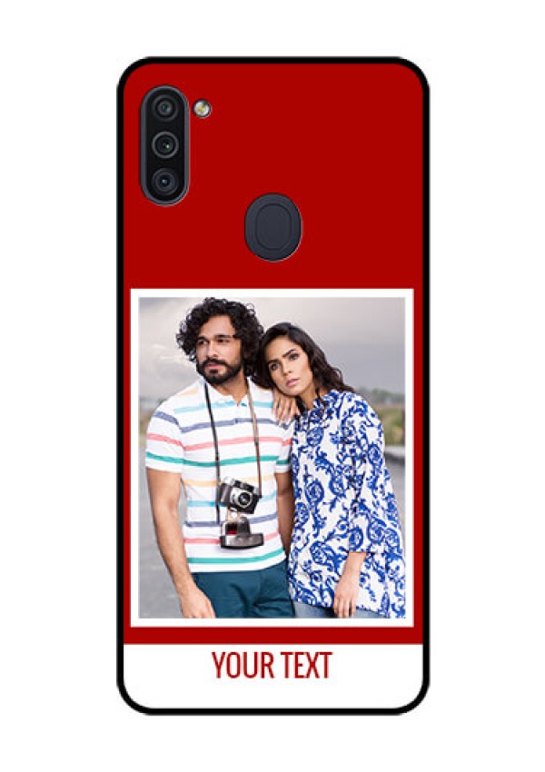 Galaxy M11 Personalized Glass Phone Case - Simple Red Color Design