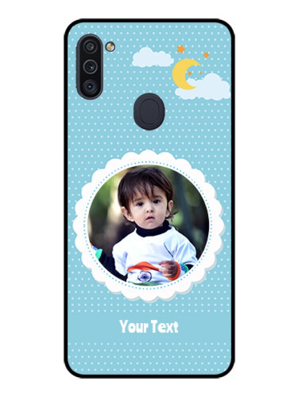 Custom Galaxy M11 Personalised Glass Phone Case - Violet Pattern Design