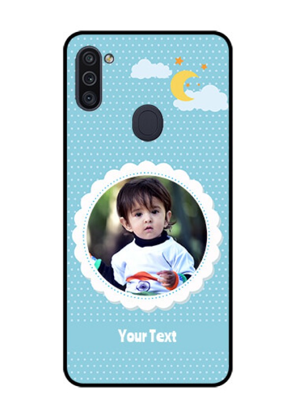Galaxy M11 Personalised Glass Phone Case - Violet Pattern Design