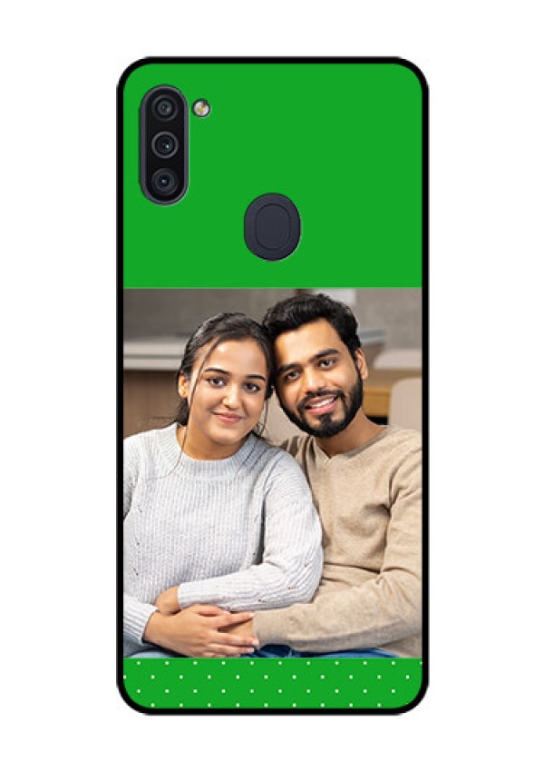 Galaxy M11 Personalized Glass Phone Case - Green Pattern Design