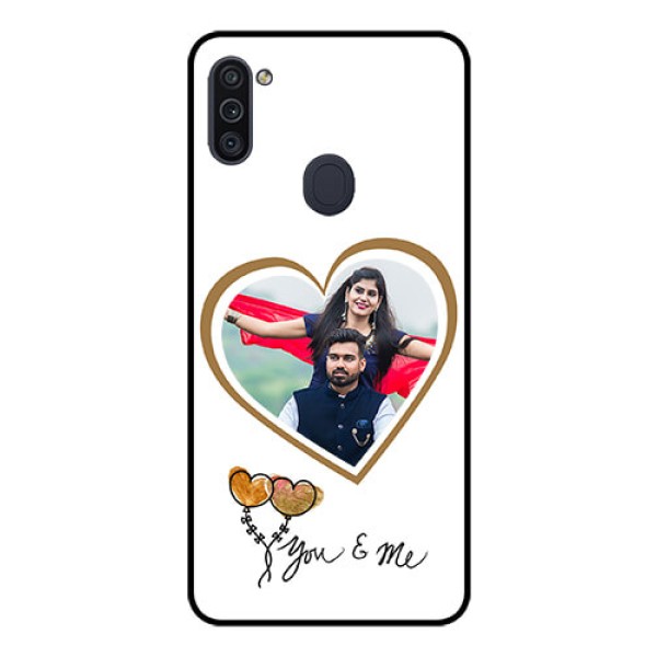 Galaxy M11 Custom Glass Mobile Case - You & Me Design