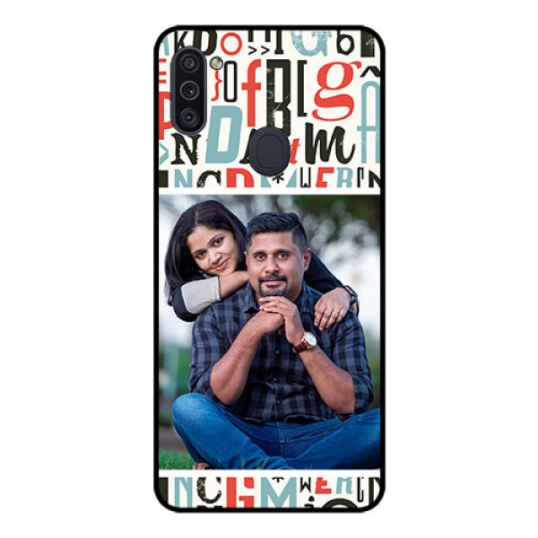 Galaxy M11 Personalized Glass Phone Case - Alphabet Design
