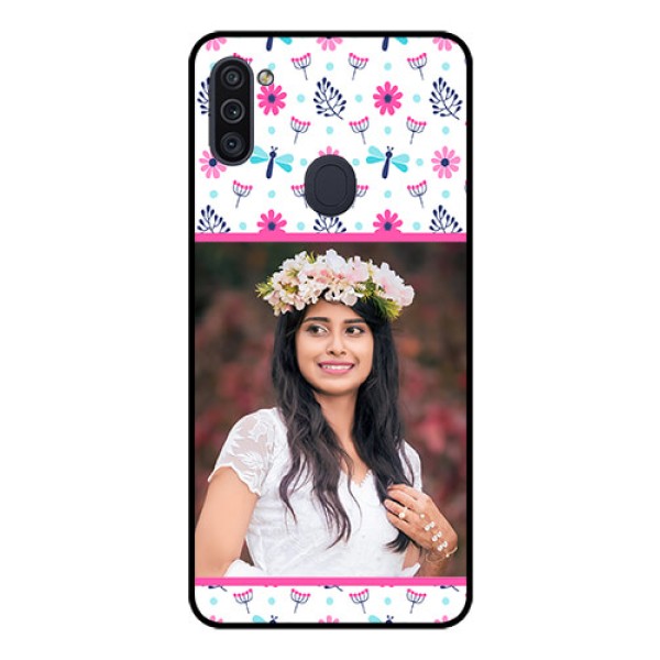 Galaxy M11 Photo Printing on Glass Case - Colorful Flower Design
