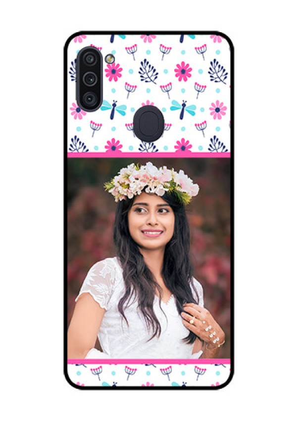 Galaxy M11 Photo Printing on Glass Case - Colorful Flower Design