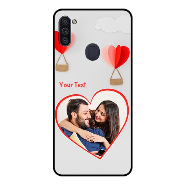Galaxy M11 Custom Glass Mobile Case - Parachute Love Design