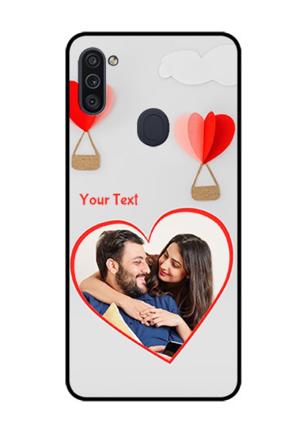 Galaxy M11 Custom Glass Mobile Case - Parachute Love Design
