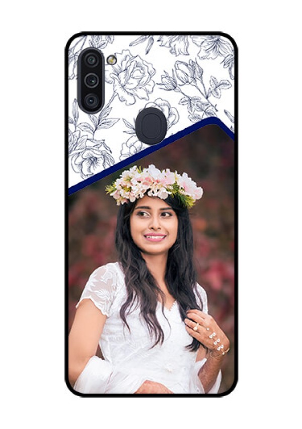 Galaxy M11 Personalized Glass Phone Case - Premium Floral Design
