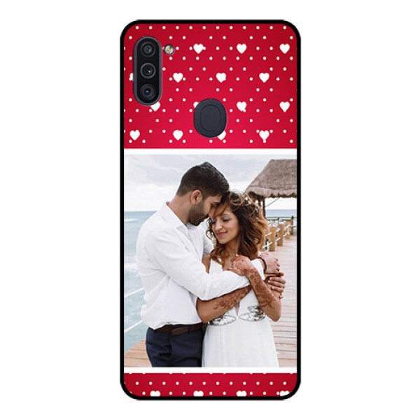 Galaxy M11 Photo Printing on Glass Case - Hearts Mobile Case Design